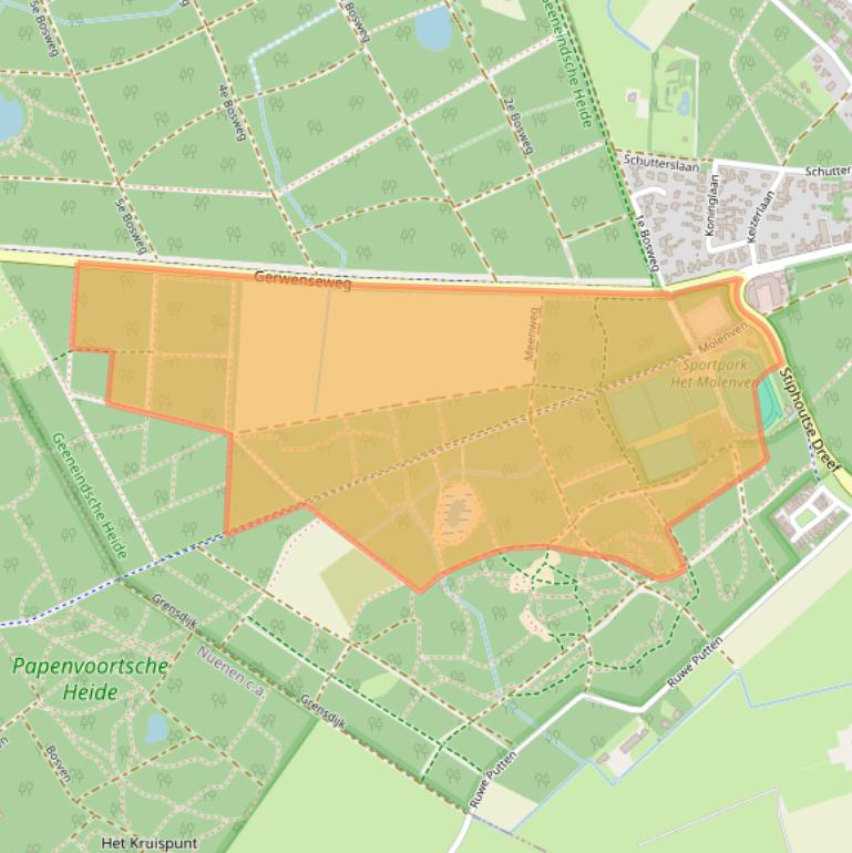 Kaart van postcodegebied 5708DW.