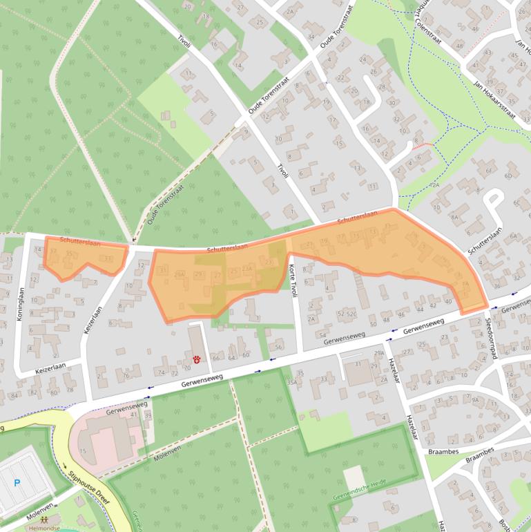 Kaart van postcodegebied 5708EA.