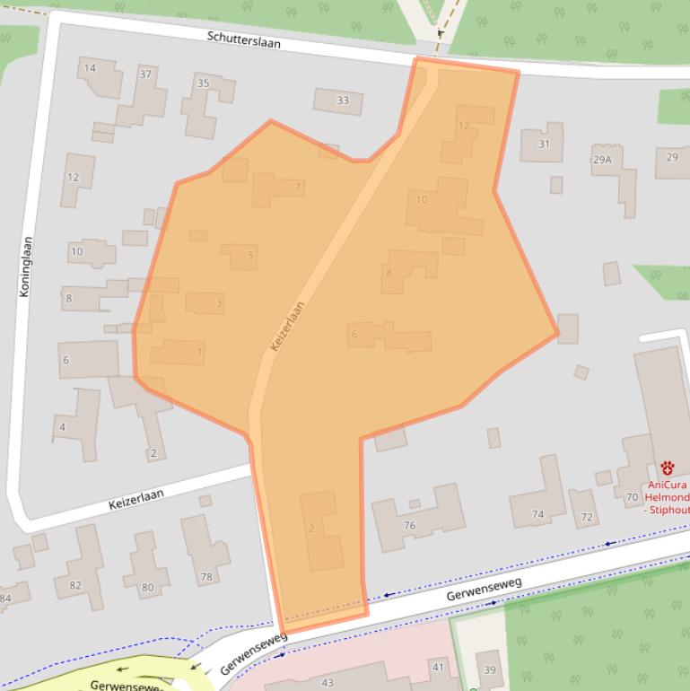 Kaart van postcodegebied 5708EE.