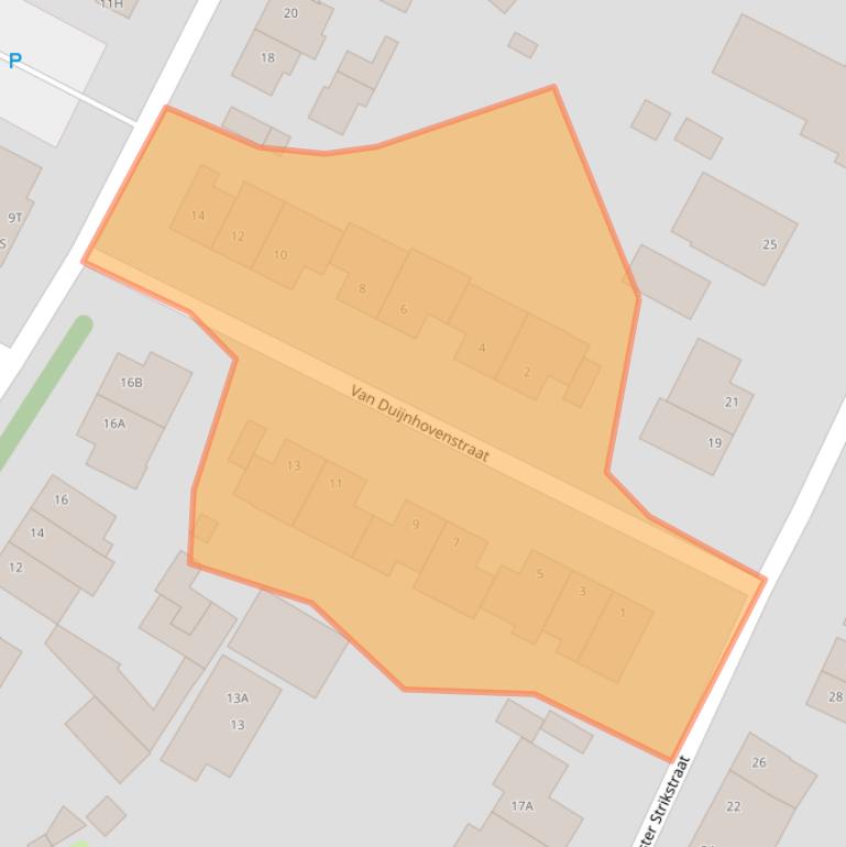 Kaart van postcodegebied 5708EZ.