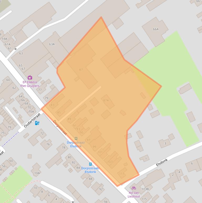 Kaart van postcodegebied 5708GE.