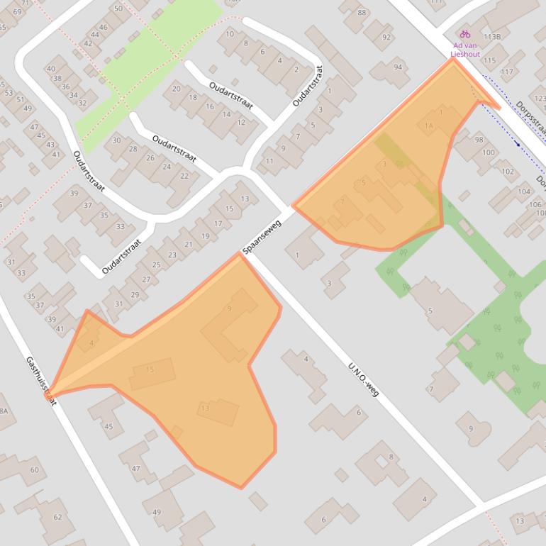 Kaart van postcodegebied 5708GN.