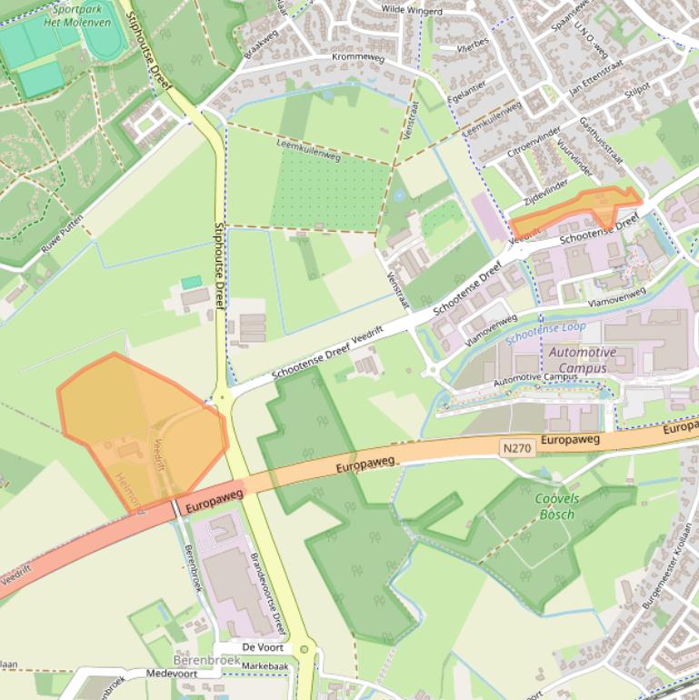 Kaart van postcodegebied 5708HS.