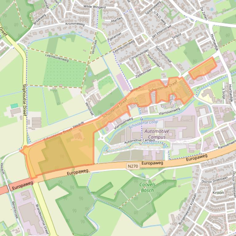 Kaart van postcodegebied 5708HZ.