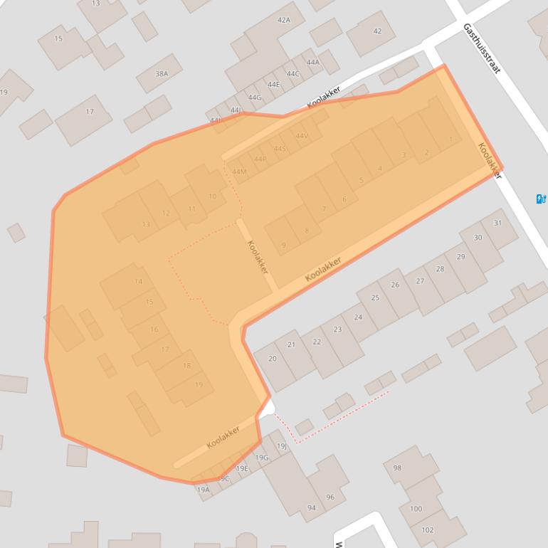 Kaart van postcodegebied 5708JA.