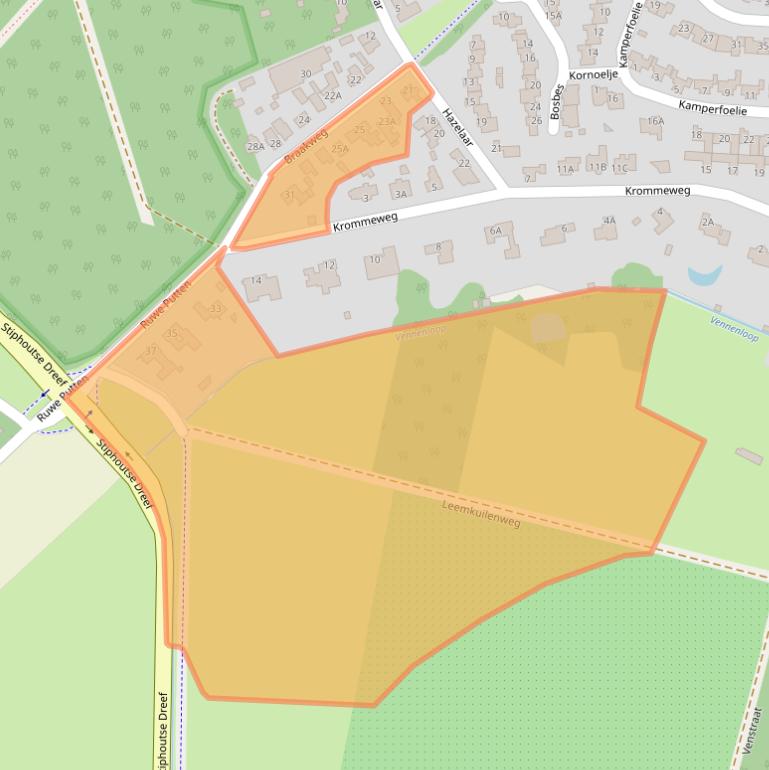 Kaart van postcodegebied 5708JJ.