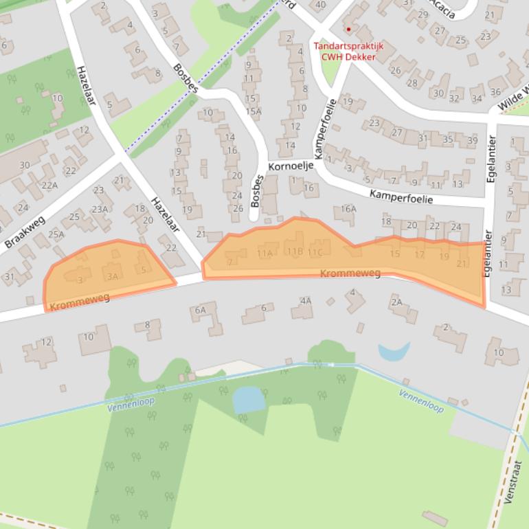 Kaart van postcodegebied 5708JL.