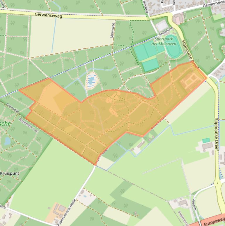 Kaart van postcodegebied 5708JR.