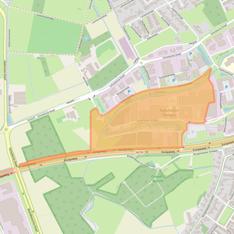Kaart van postcodegebied 5708JZ.