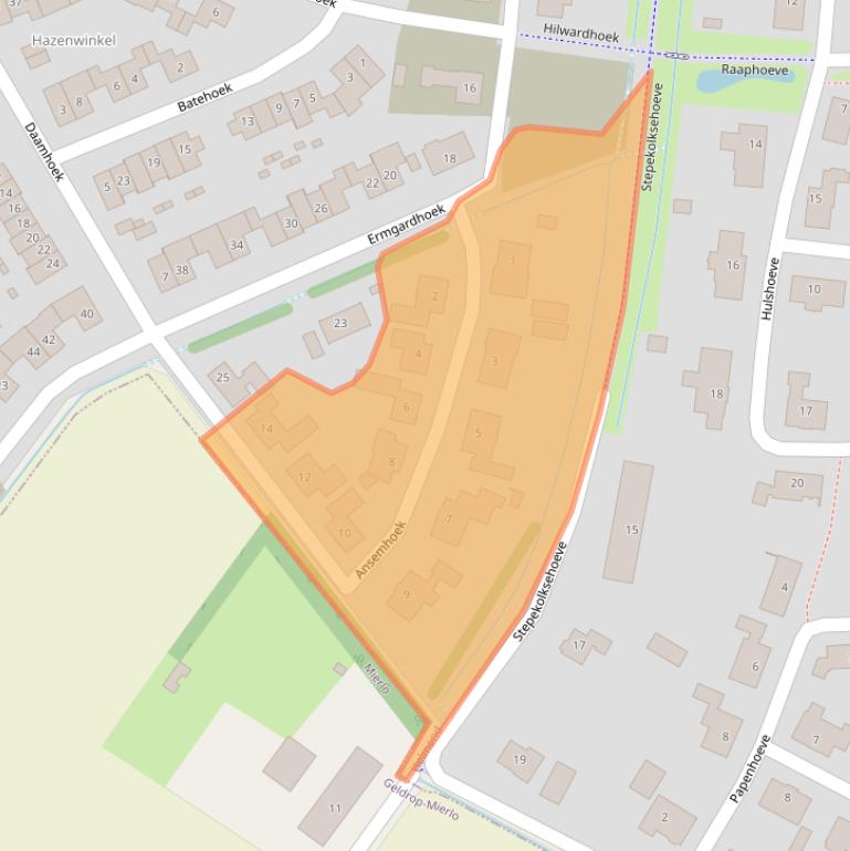 Kaart van postcodegebied 5708LZ.