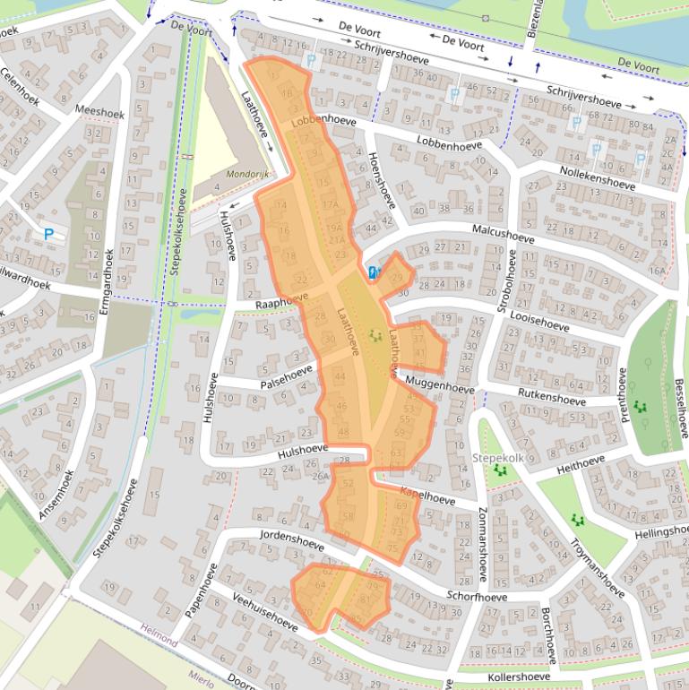 Kaart van postcodegebied 5708SK.