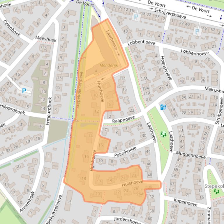 Kaart van postcodegebied 5708SL.