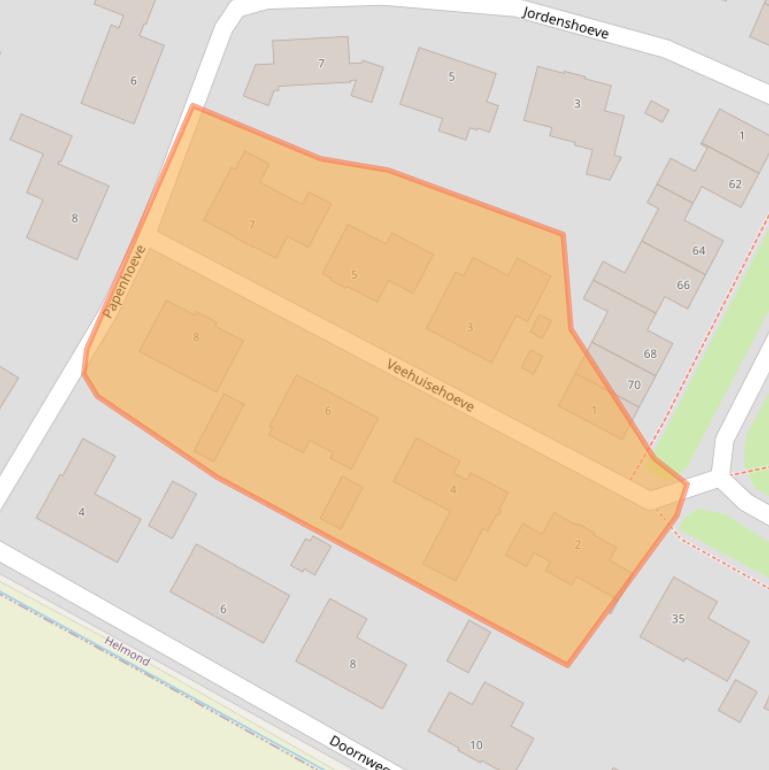 Kaart van postcodegebied 5708SV.