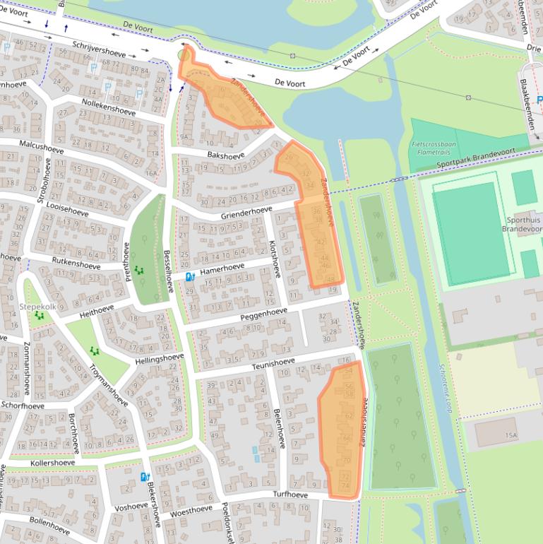 Kaart van postcodegebied 5708TC.