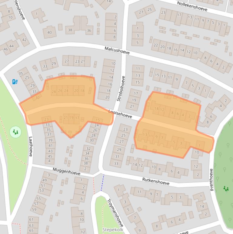 Kaart van postcodegebied 5708TK.