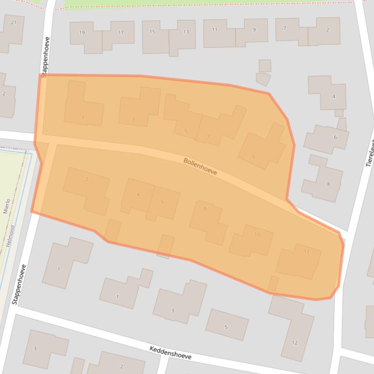 Kaart van postcodegebied 5708VZ.