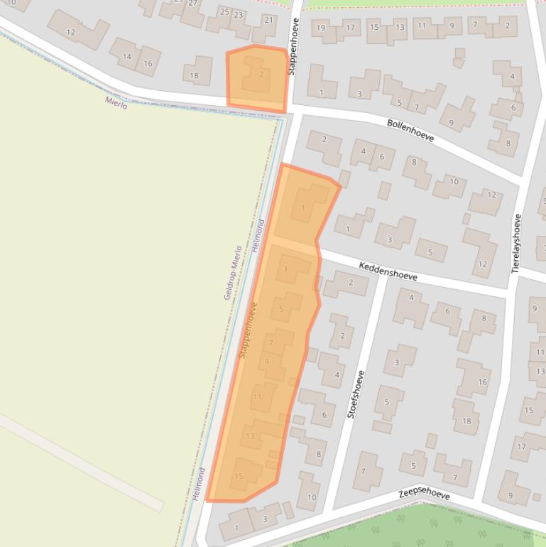 Kaart van postcodegebied 5708WC.