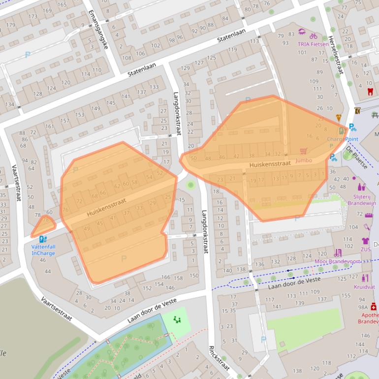 Kaart van postcodegebied 5708XA.
