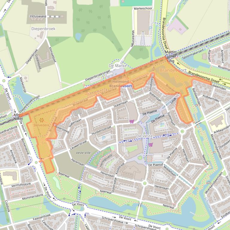 Kaart van postcodegebied 5708ZT.