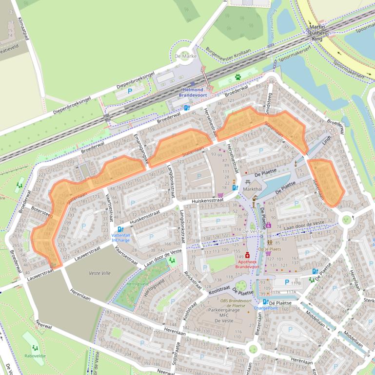 Kaart van postcodegebied 5708ZW.