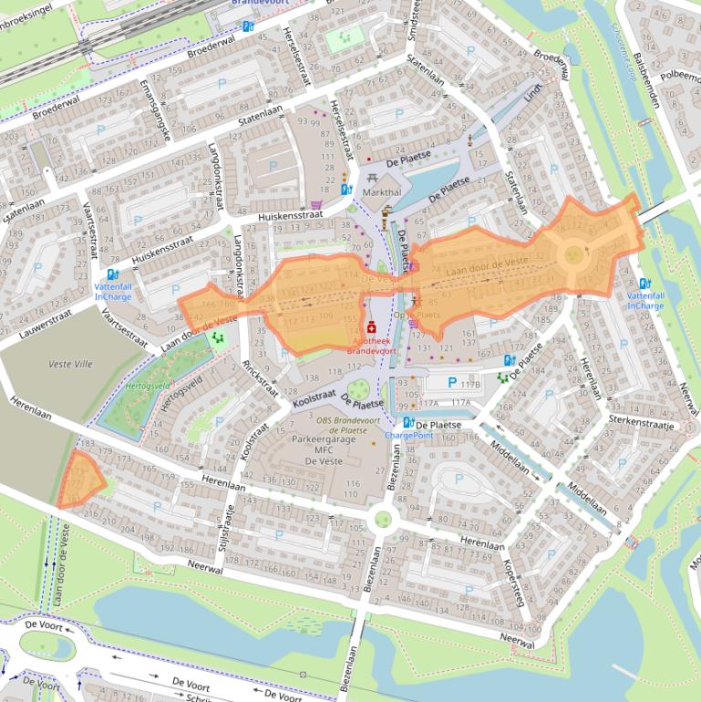 Kaart van postcodegebied 5708ZZ.