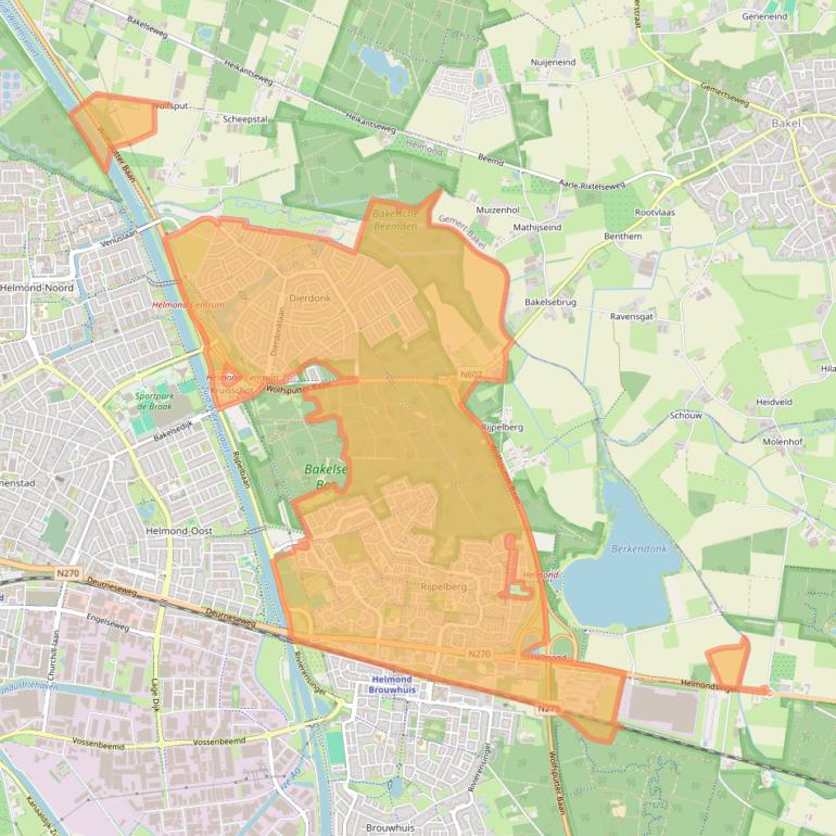 Kaart van postcodegebied 5709.