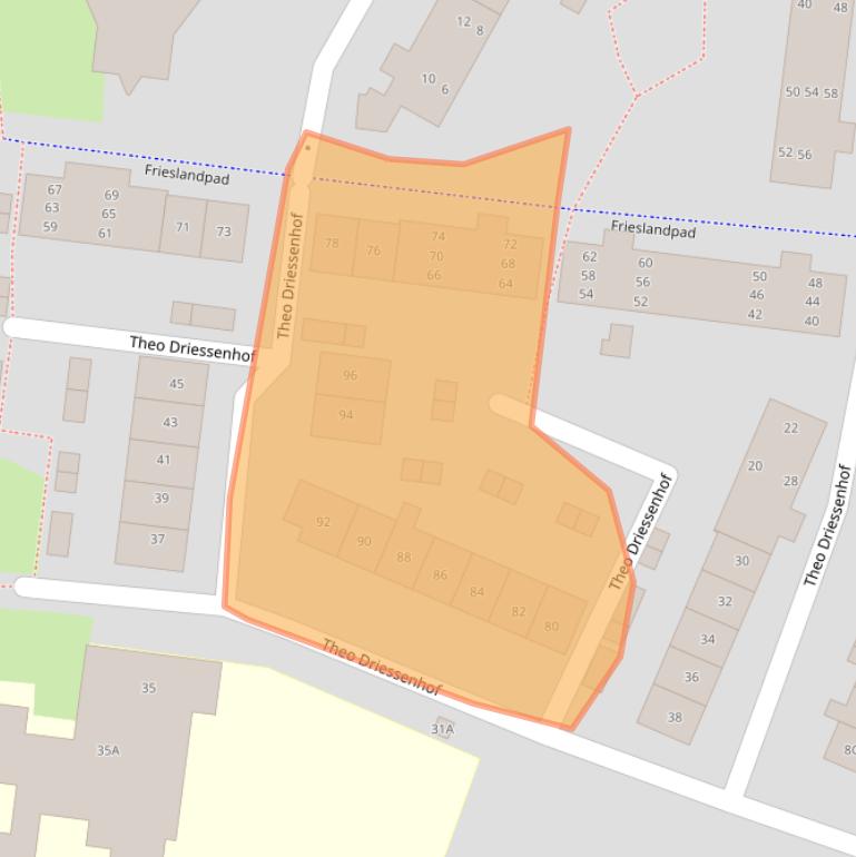 Kaart van postcodegebied 5709BE.