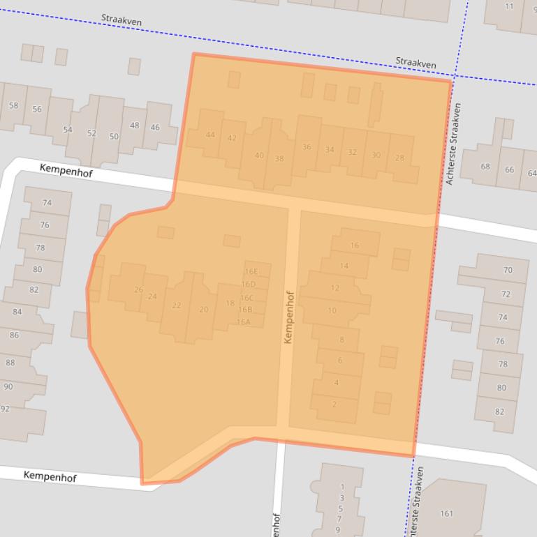 Kaart van postcodegebied 5709BV.