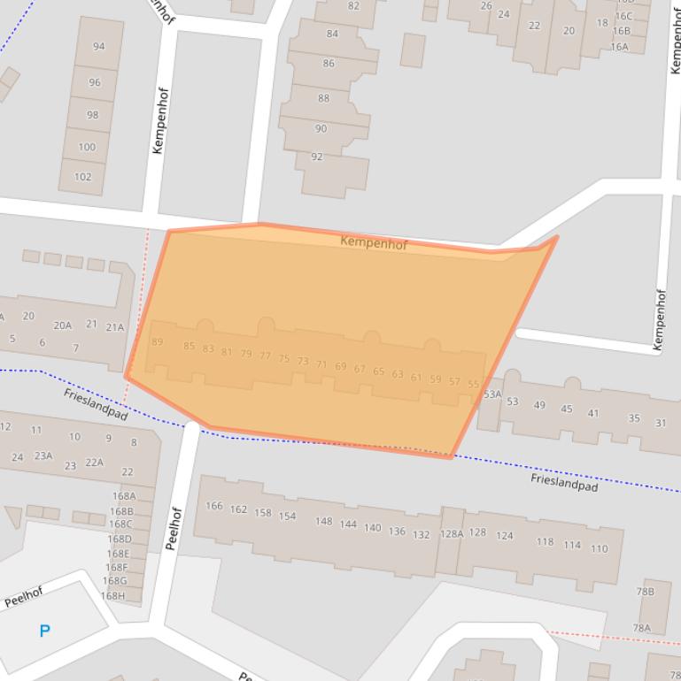 Kaart van postcodegebied 5709BZ.