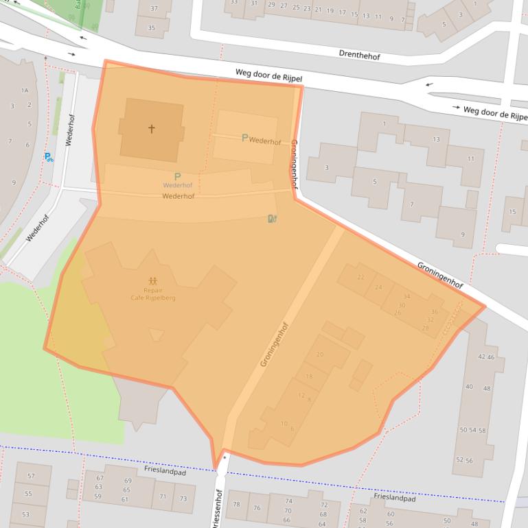 Kaart van postcodegebied 5709CA.