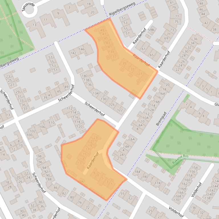 Kaart van postcodegebied 5709GK.