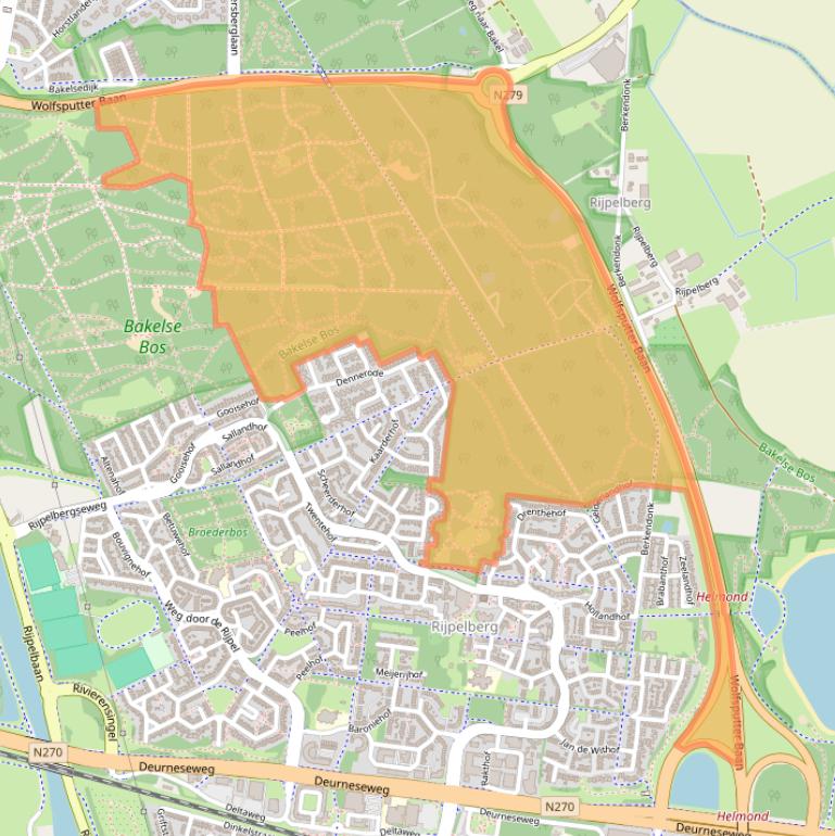 Kaart van postcodegebied 5709JD.