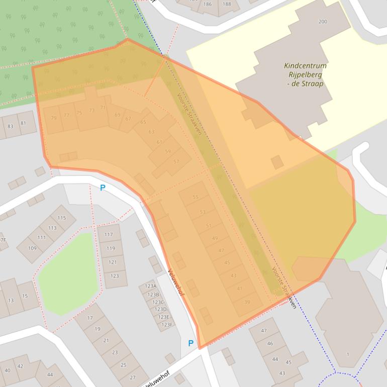 Kaart van postcodegebied 5709KJ.