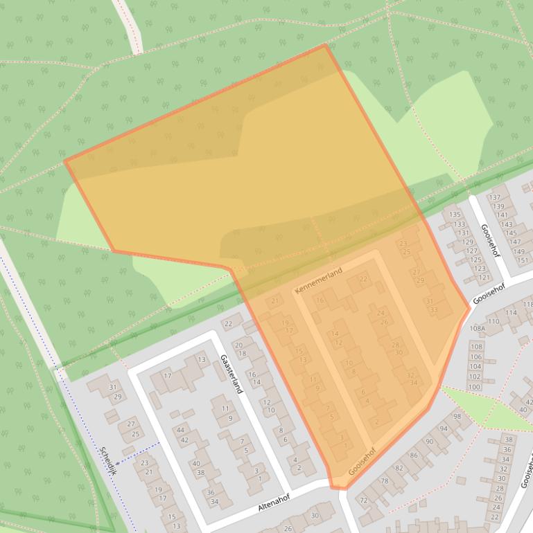 Kaart van postcodegebied 5709KZ.