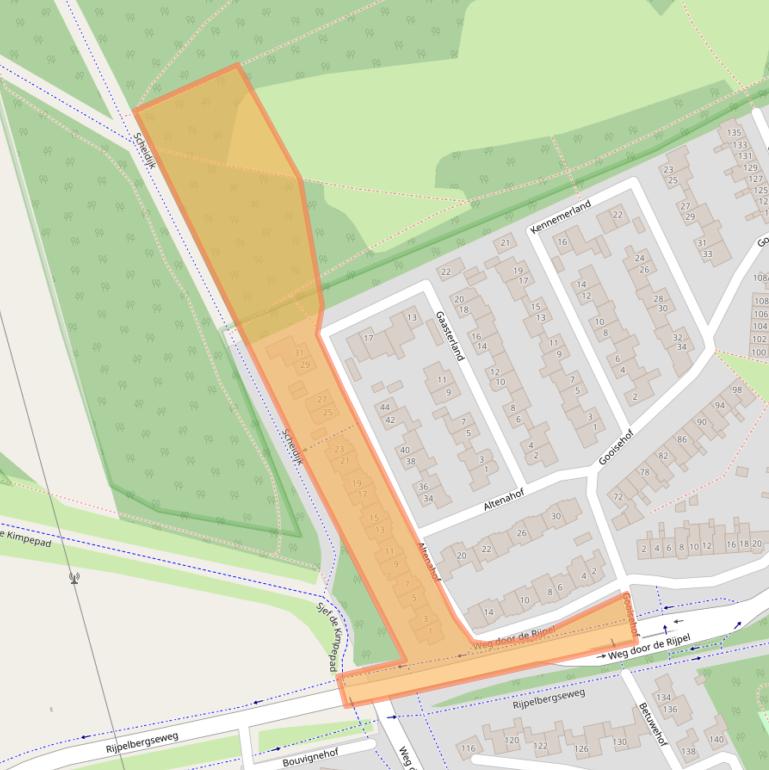 Kaart van postcodegebied 5709LZ.