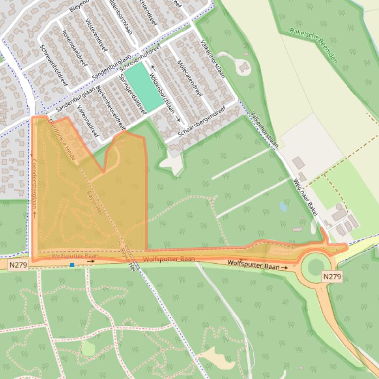 Kaart van postcodegebied 5709MS.