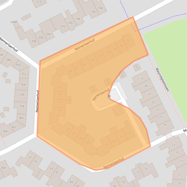 Kaart van postcodegebied 5709NJ.