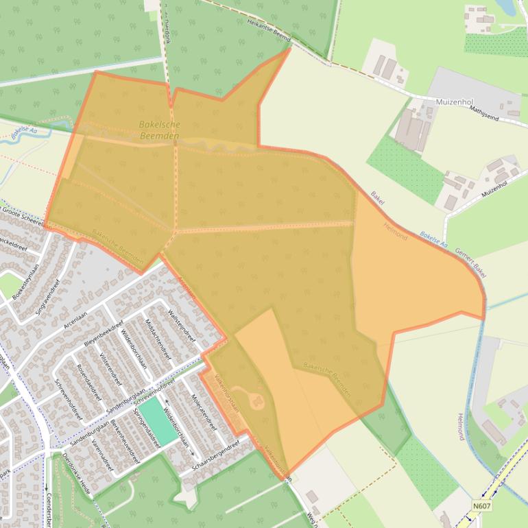 Kaart van postcodegebied 5709RJ.