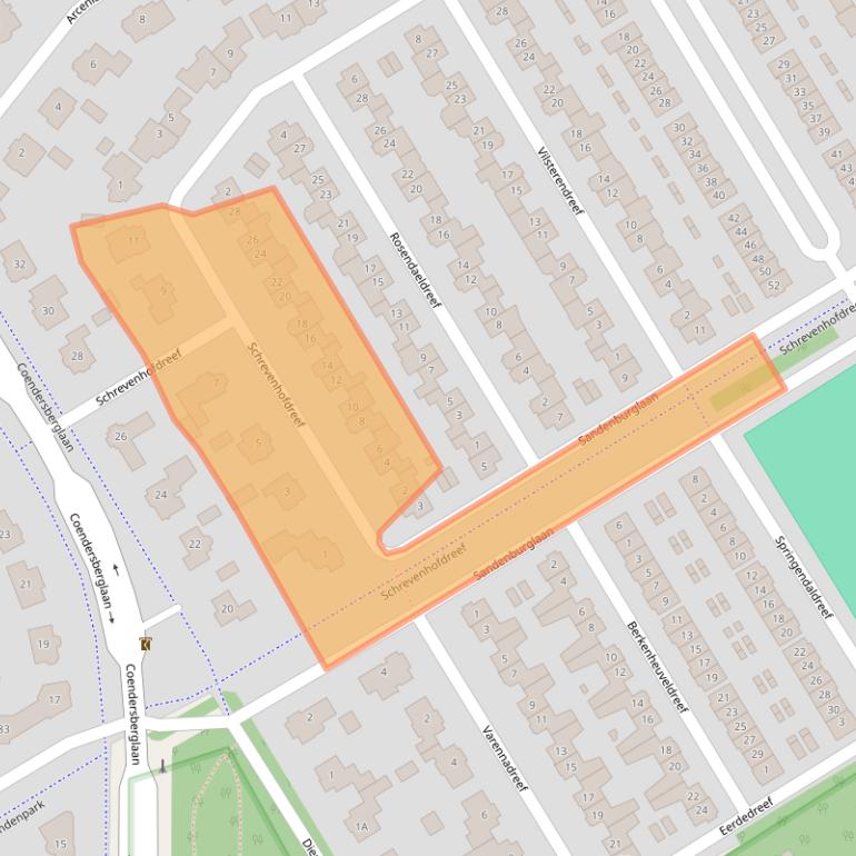 Kaart van postcodegebied 5709RM.