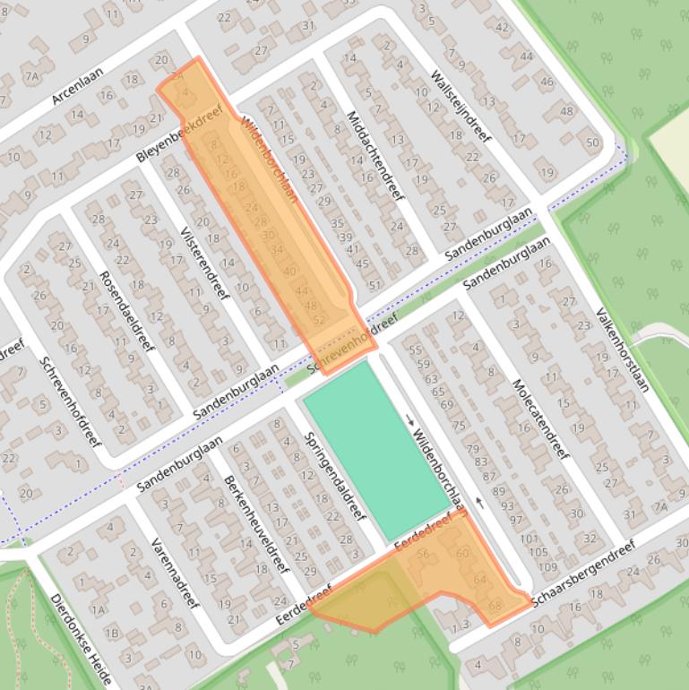 Kaart van postcodegebied 5709RR.