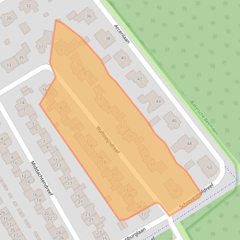 Kaart van postcodegebied 5709RT.