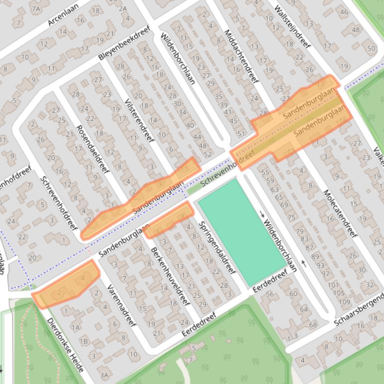 Kaart van postcodegebied 5709RV.