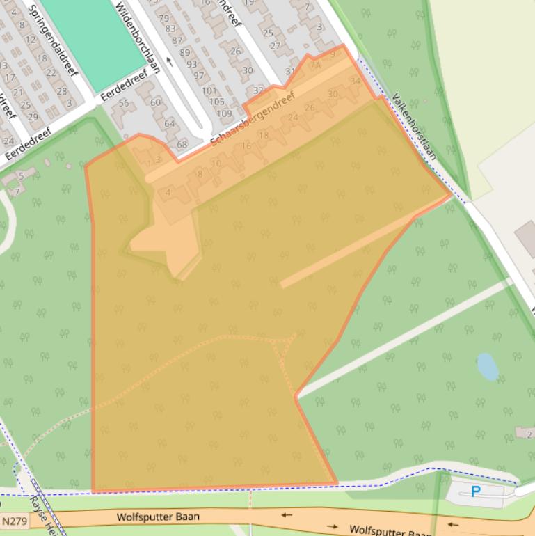 Kaart van postcodegebied 5709RZ.