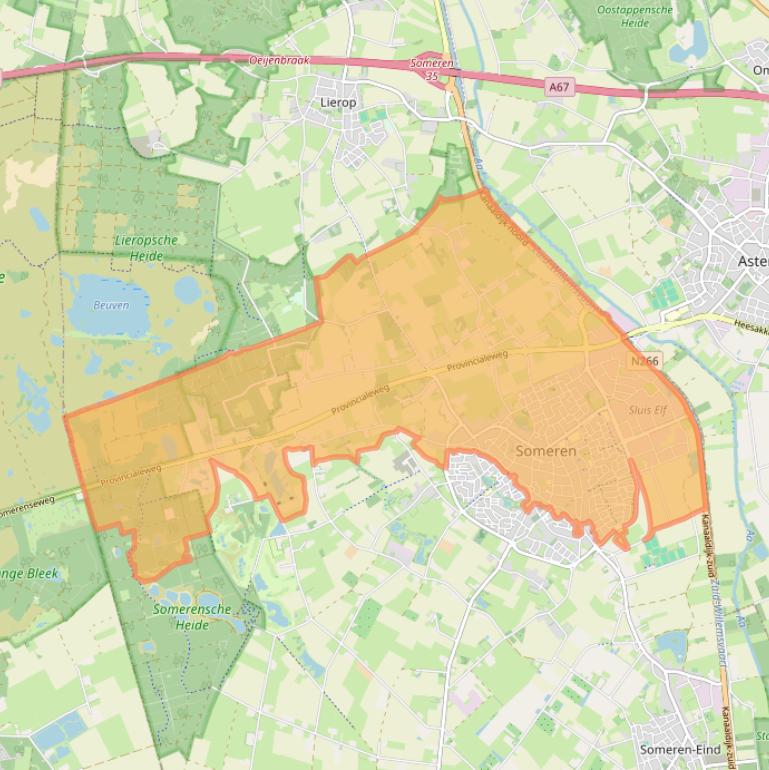 Kaart van postcodegebied 5711.