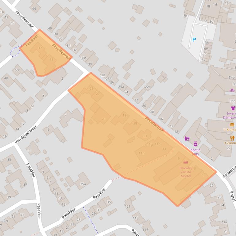 Kaart van postcodegebied 5711AA.