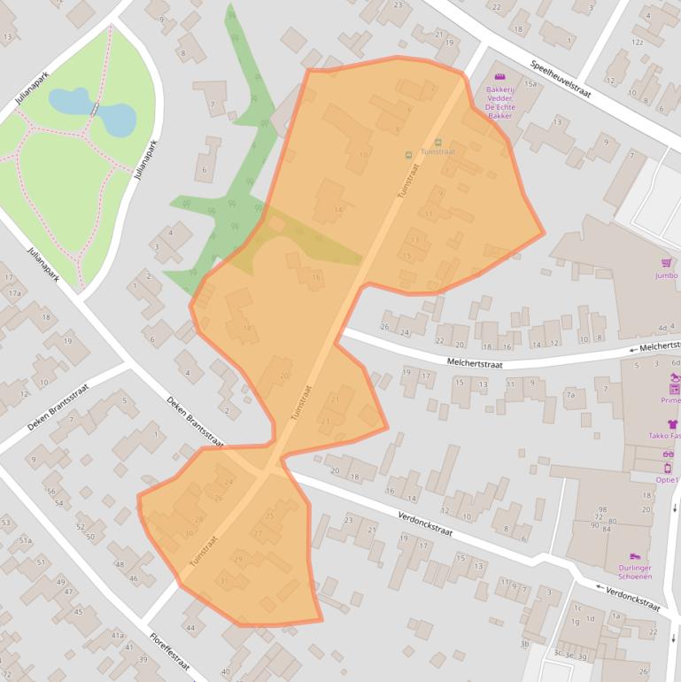 Kaart van postcodegebied 5711AG.