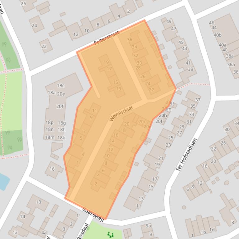 Kaart van postcodegebied 5711BA.