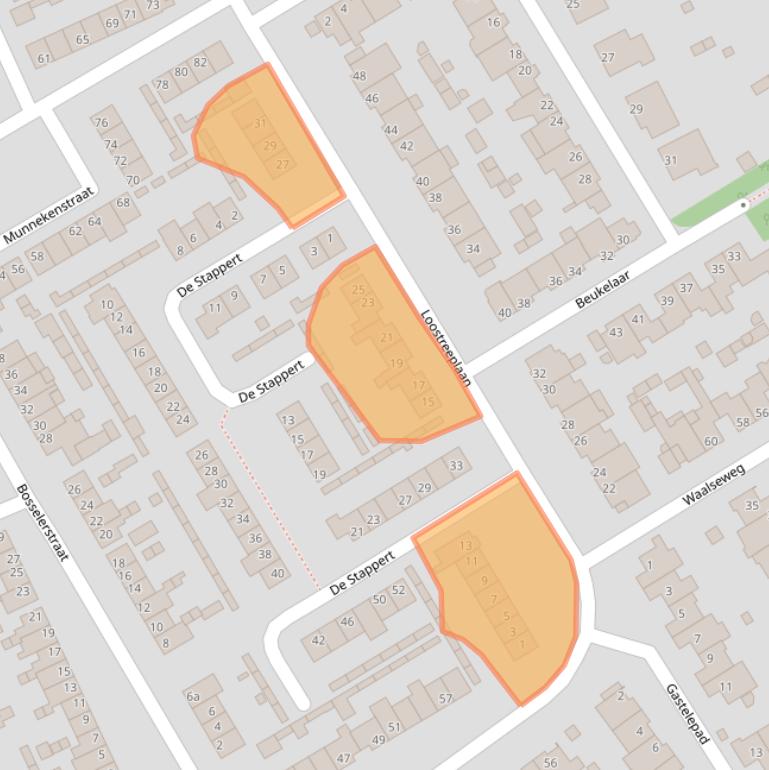 Kaart van postcodegebied 5711BT.