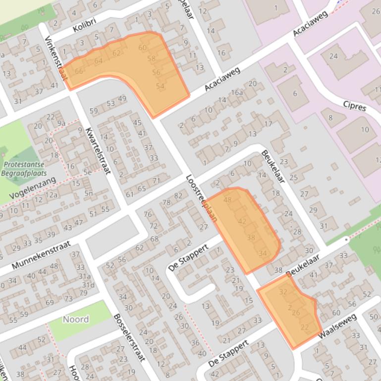 Kaart van postcodegebied 5711BW.