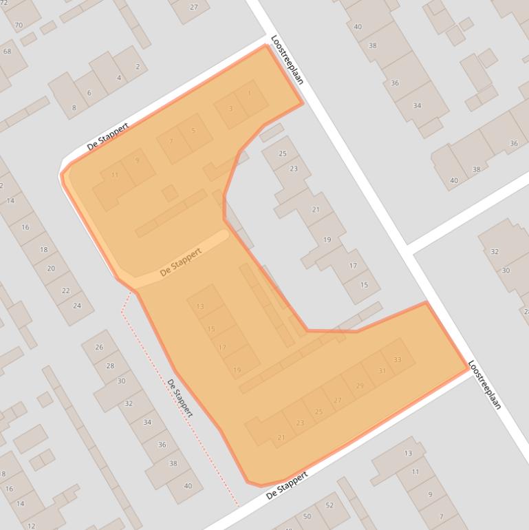 Kaart van postcodegebied 5711BX.